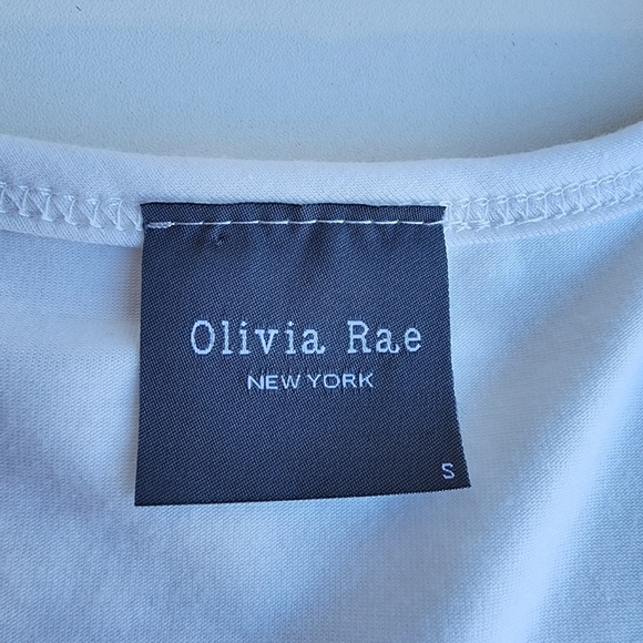 Olivia Rae Baby Doll Shirt Womens White Crop Top Drop Ruffle Hem BOHO sz S - Picture 9 of 10